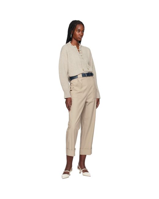 Max Mara Natural Taupe Palio Trousers