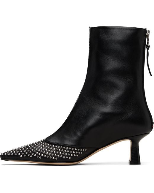 Aeyde Black Sila Mini Stud Leather Boots