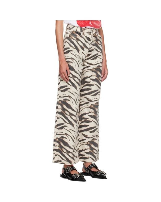 Ganni Multicolor Lari Wide Zebra Jeans
