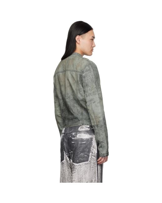DIESEL Gray Cotton-Hemp Satin Denim Jacket for men