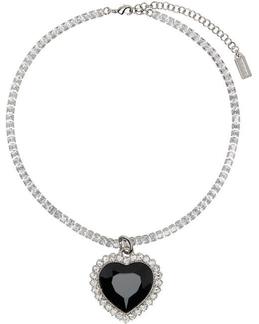 Vetements Metallic Crystal Heart Necklace