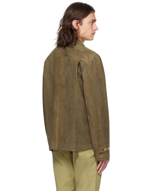 Paul Smith Green Printed Leather Jacket for men