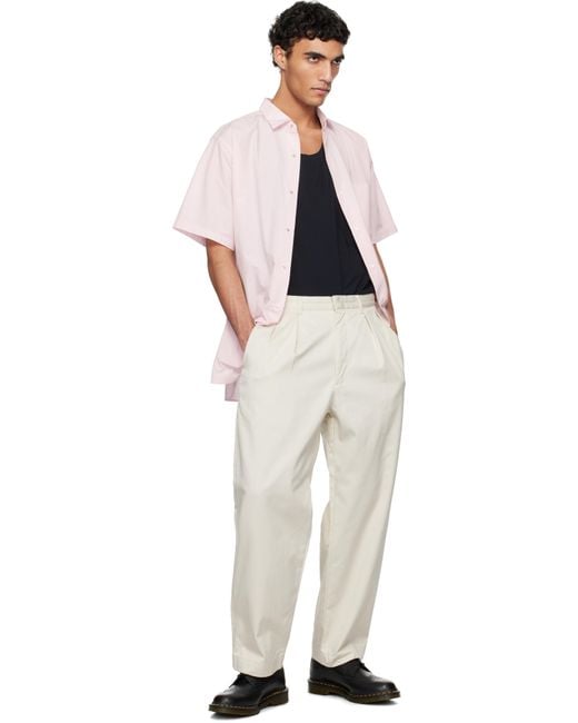 Nanamica Pink Regular Collar Wind S/S Shirt for men