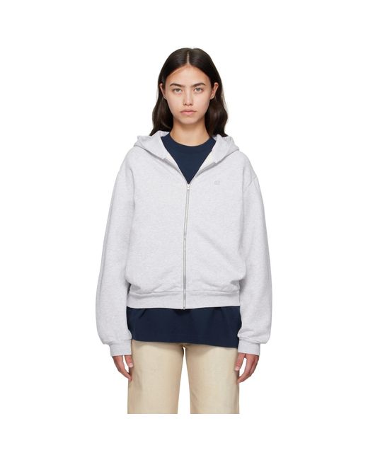 Acne White Zipper Hoodie
