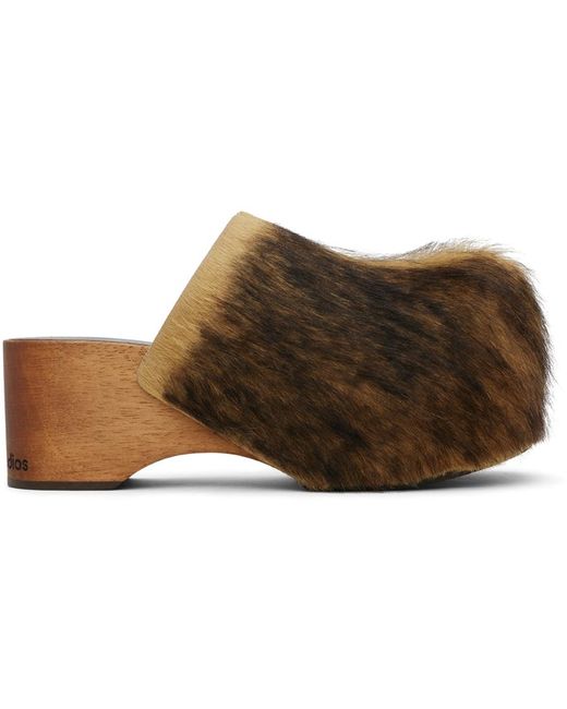 Acne Studios Hairy Wood Clogs in Black | Lyst