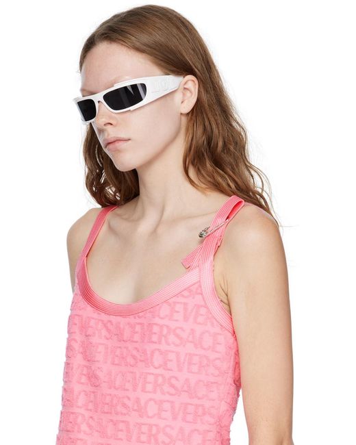 Versace Black White Wraparound Sunglasses