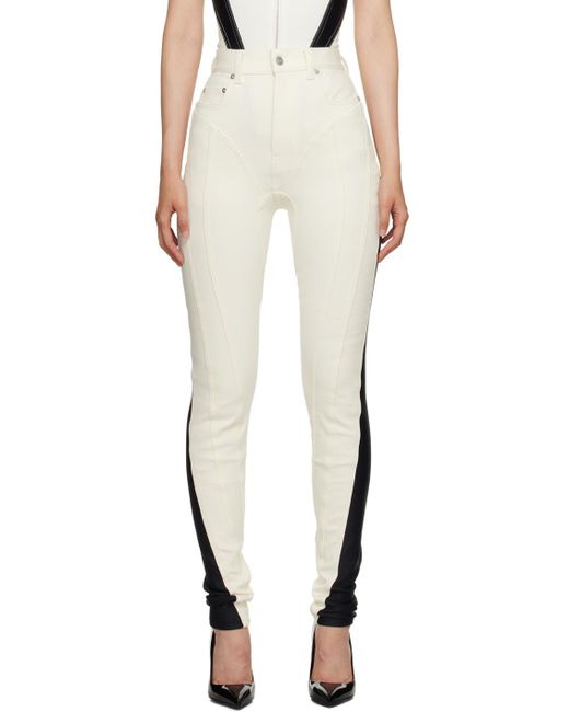 Mugler White Spiral Panelled Skinny Jeans