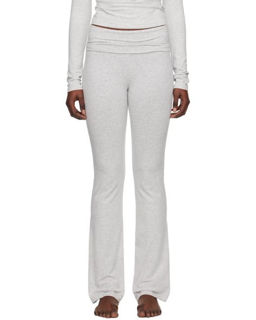 Skims White Cotton Jersey Foldover Lounge Pants