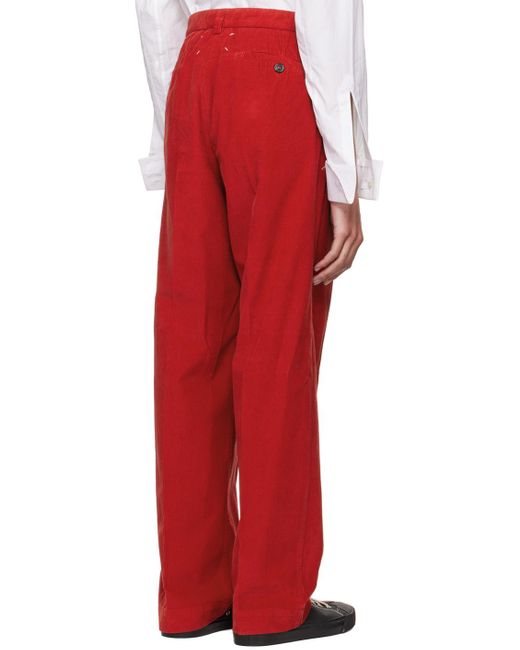 Maison Margiela Red Belt Loops Trousers for men