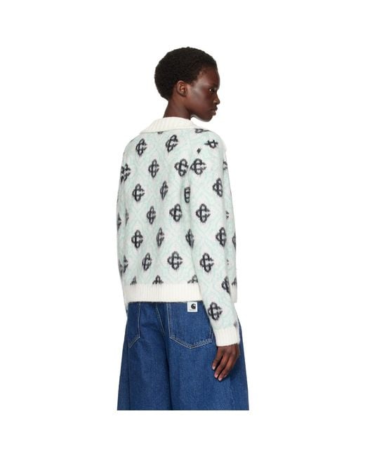 Casablanca Blue Mohair Zip Cardigan