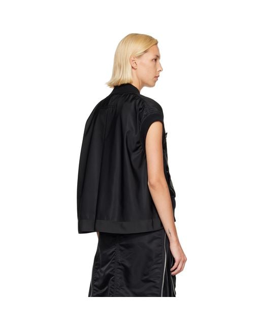 Sacai Black Nylon Twill Vest