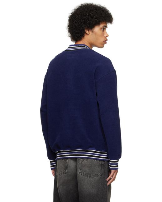 Rhude Blue Navy Varsity Sweater for men