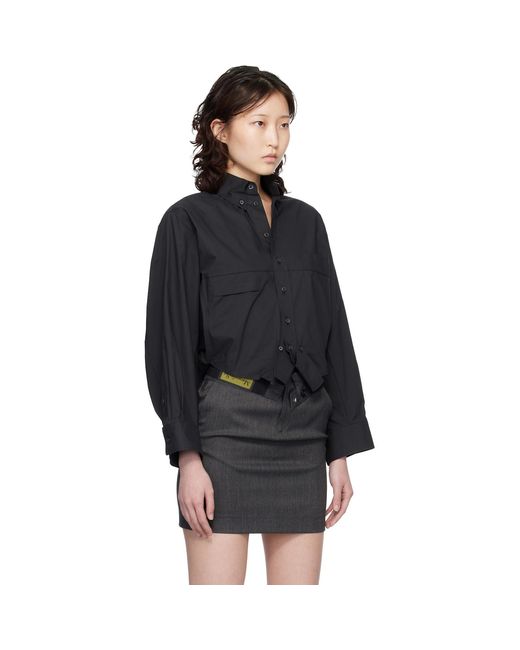 MM6 by Maison Margiela Black Mirrored Cotton Poplin Shirt