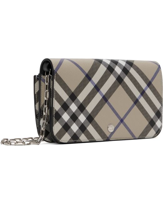 Burberry Black Check Chain Strap Wallet Bag