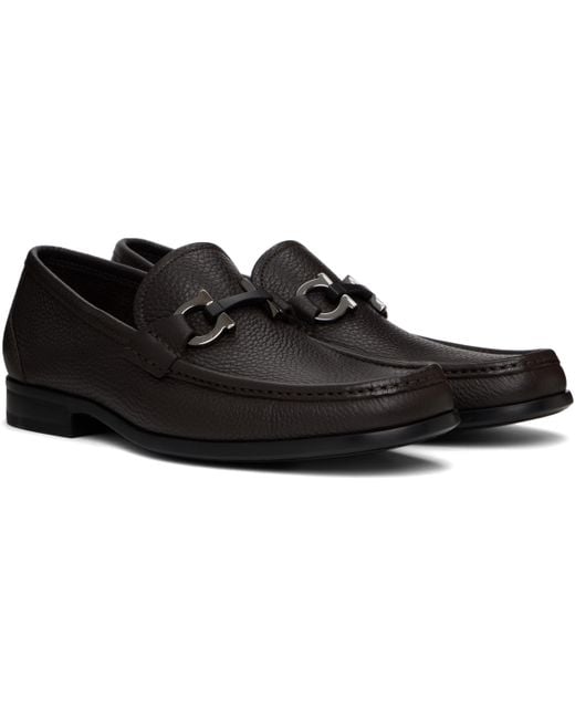 Ferragamo Black Gancini Ornament Loafers for men