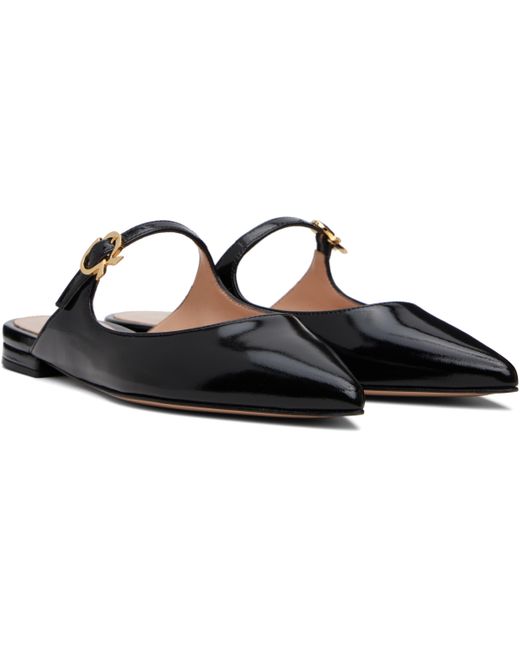 Gianvito Rossi Black Ribbon Jane Slide Loafers