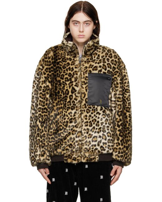 R13 Black Leopard Faux-fur Reversible Jacket
