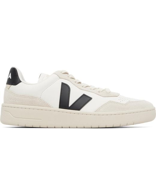 Veja Black Off- V-90 Leather Sneakers for men