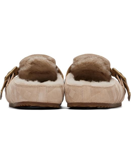 Burberry Natural Check Shearling Urchin Clog Loafers