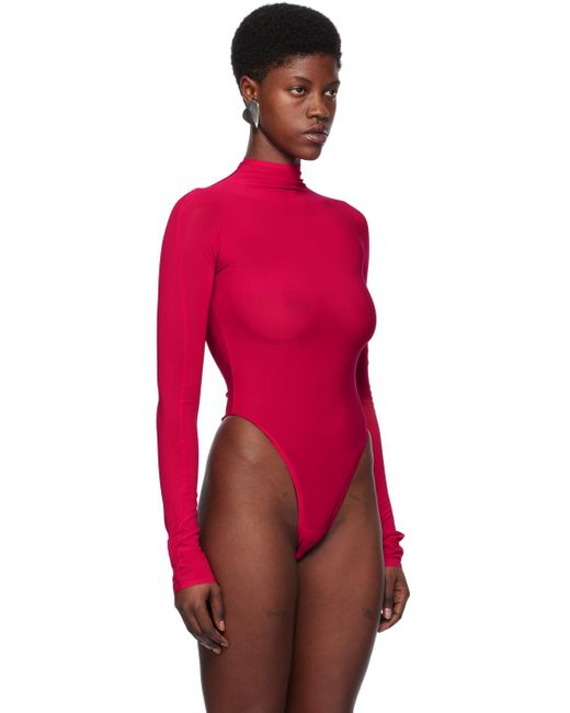 Alaïa Red Pink High Neck Bodysuit
