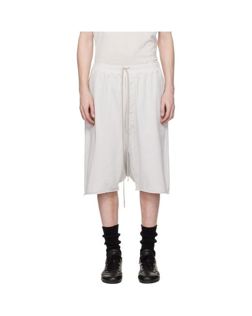Rick Owens White Off- Temple Drawstring Pods Shorts for men
