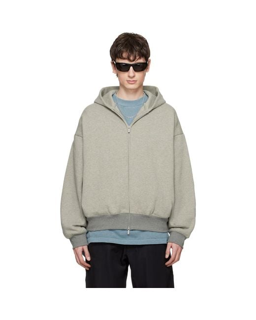 Fear Of God Gray Signature Classic Full Zip Hoodie for men