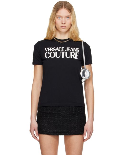 Versace Jeans Couture ブラック スクリーンプリント Tシャツ Black