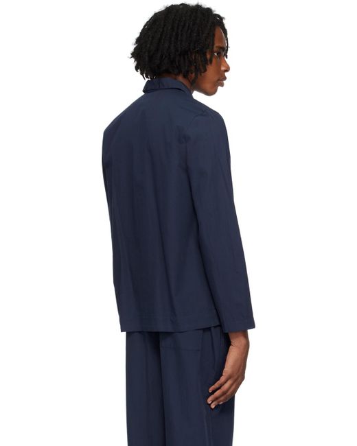 Tekla Blue Long Sleeve Pyjama Shirt for men