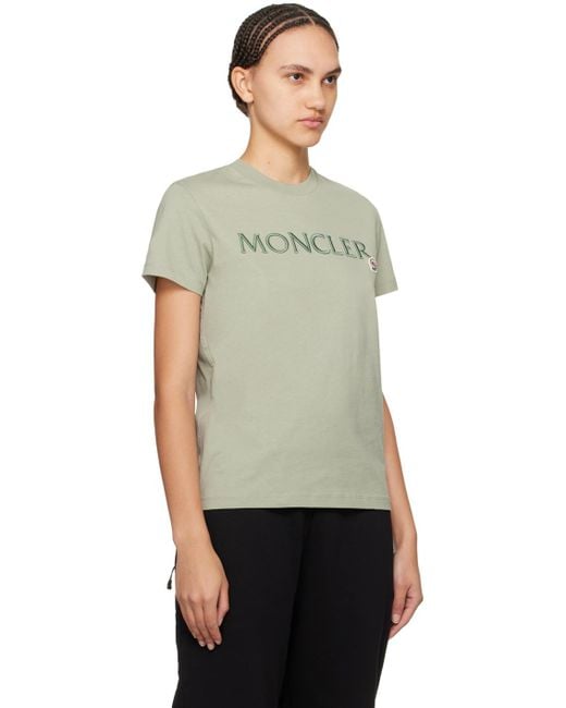 T-shirt vert à logo brodé Moncler en coloris Black