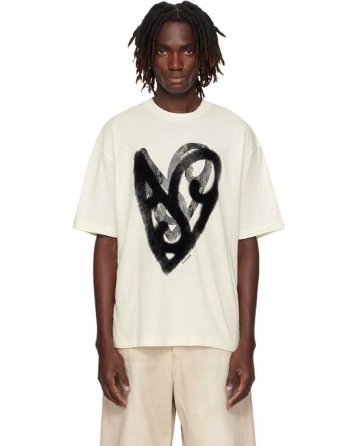Acne Natural Flocked Logo T-Shirt for men