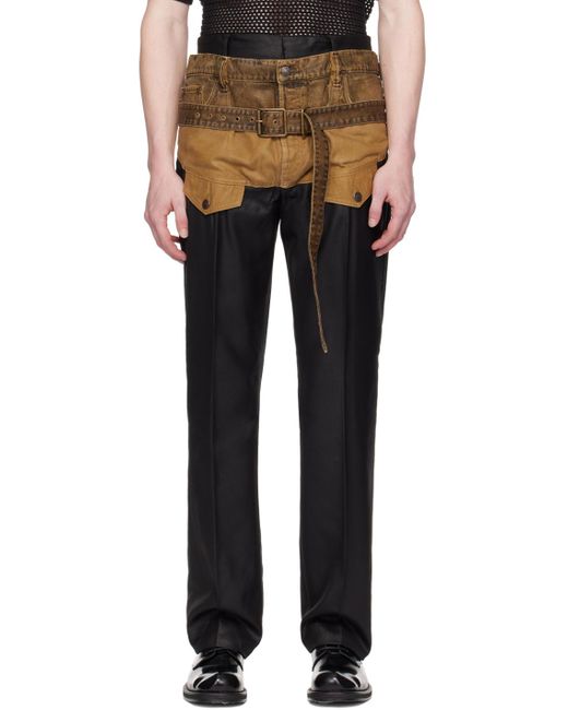Pantalon noir et brun clair à ceinture Acne pour homme en coloris Black