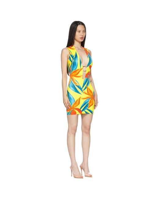 Louisa Ballou Multicolor Ssense Exclusive Yellow & Orange Sleeveless Ring Dress