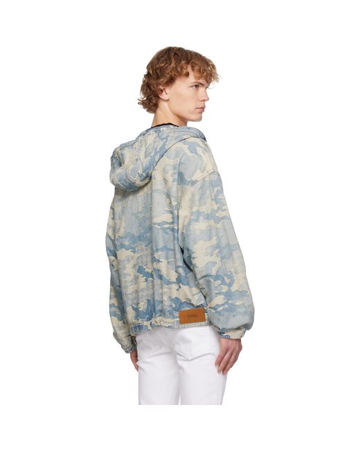 Amiri Blue Camo Jacquard Denim Jacket for men