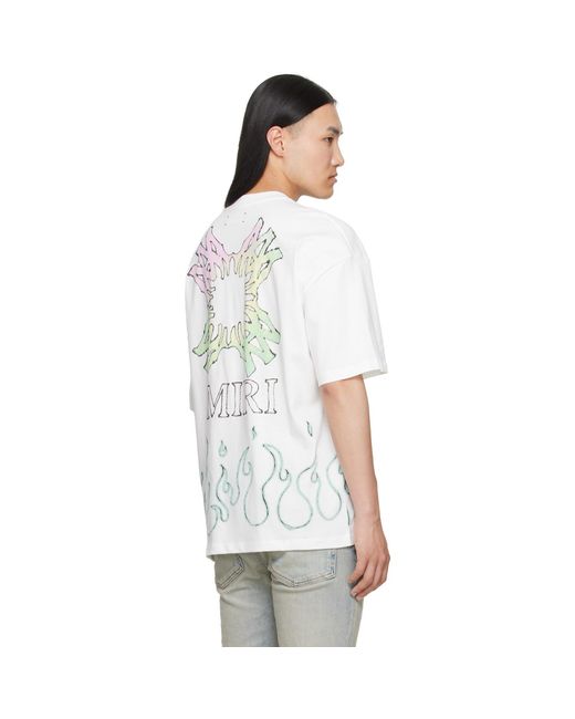 Amiri White Ma Quad Flames Oversized T-Shirt for men