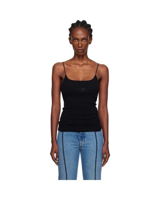 MM6 by Maison Margiela Black Lycra Jersey Tank Top
