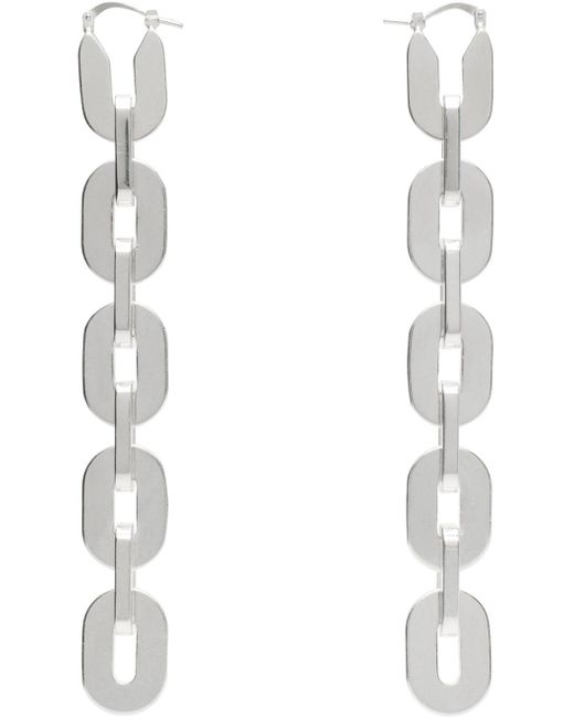 Jil Sander White Silver Chain Earrings