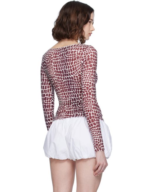 T-Shirt Amelia Blanc Et Bourgogne Miaou en coloris Red