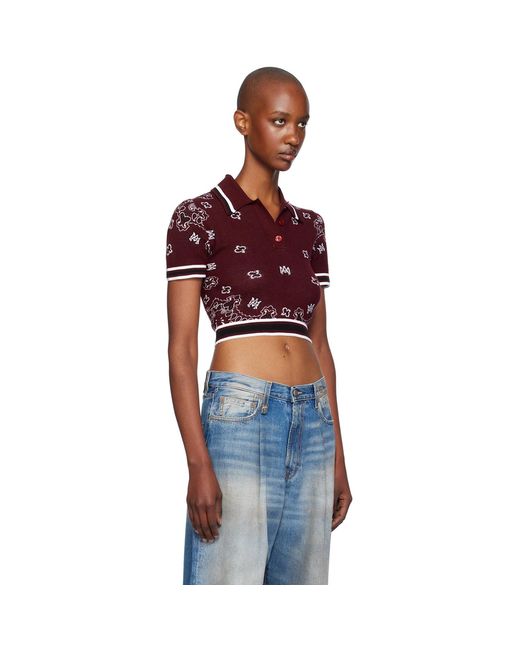 Amiri Red Jacquard Paisley Knit Polo