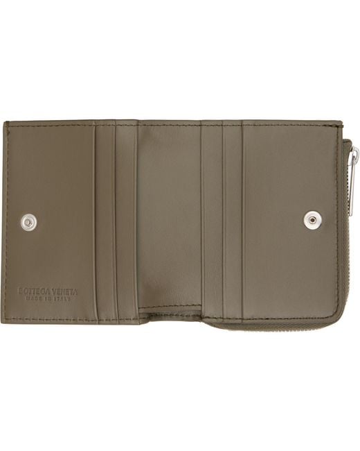 Bottega Veneta Green Khaki Intrecciato Stamp Bi-Fold Wallet for men