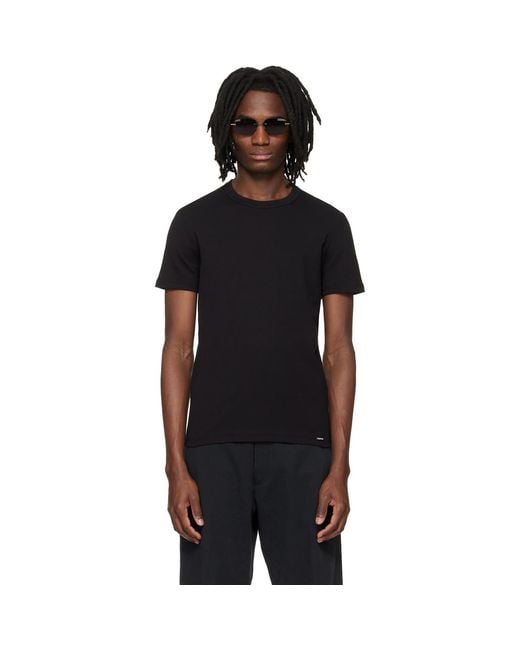 Tom Ford Black Cotton Crewneck T-Shirt for men