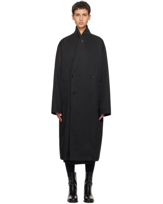 Lemaire Black Wrap Collar Trench Coat
