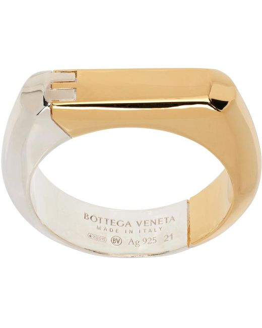 Bottega Veneta Metallic Gold & Silver Hinge Ring for men