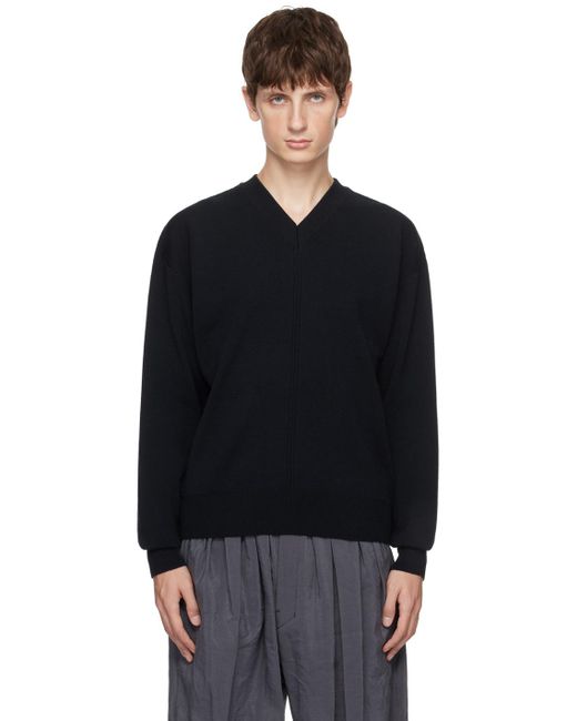 Lemaire Black Navy V-neck Sweater for men