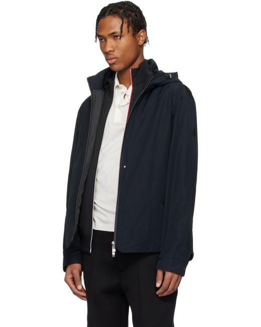 メンズ Moncler ネイビー Lacha フード付き ウインドブレーカー Black