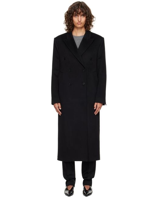 Manteau Long Rosco Noir À Double Boutonnage Loulou de Saison en coloris Black