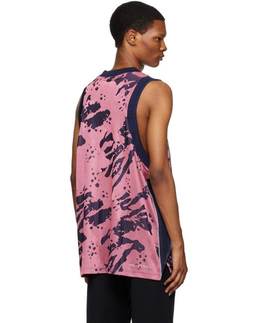Nike Navy & Pink Embroidered Tank Top for men