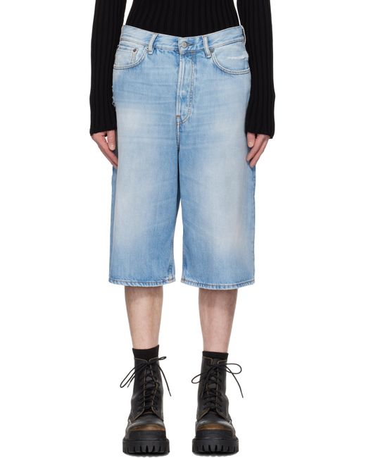 メンズ Acne ブルー ルーズフィット デニムショートパンツ Blue