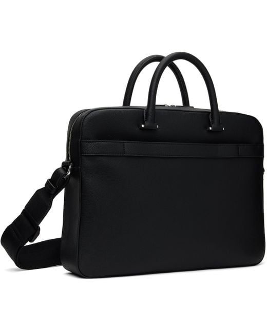 Boss Black Grained Faux-Leather Briefcase for men