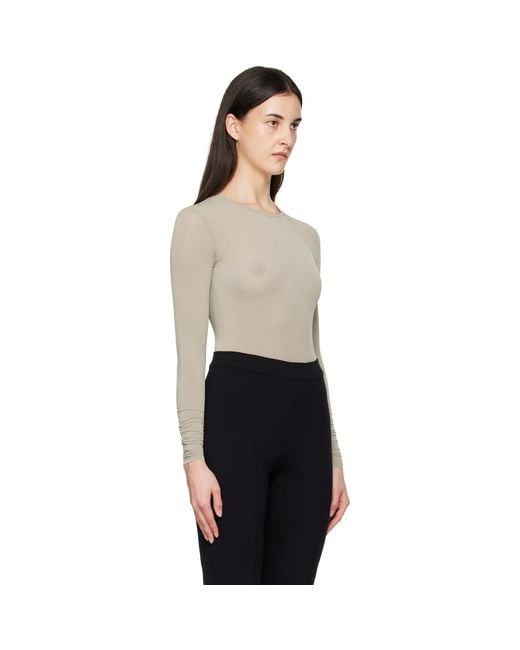 Wardrobe NYC Natural Sheer Bodysuit