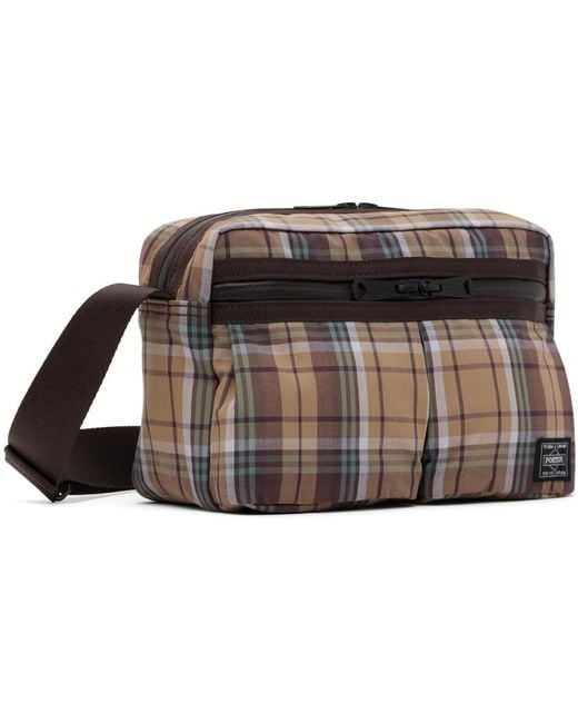 Comme des Garçons Black Brown Porter Edition Check 3-layer Messenger Bag for men